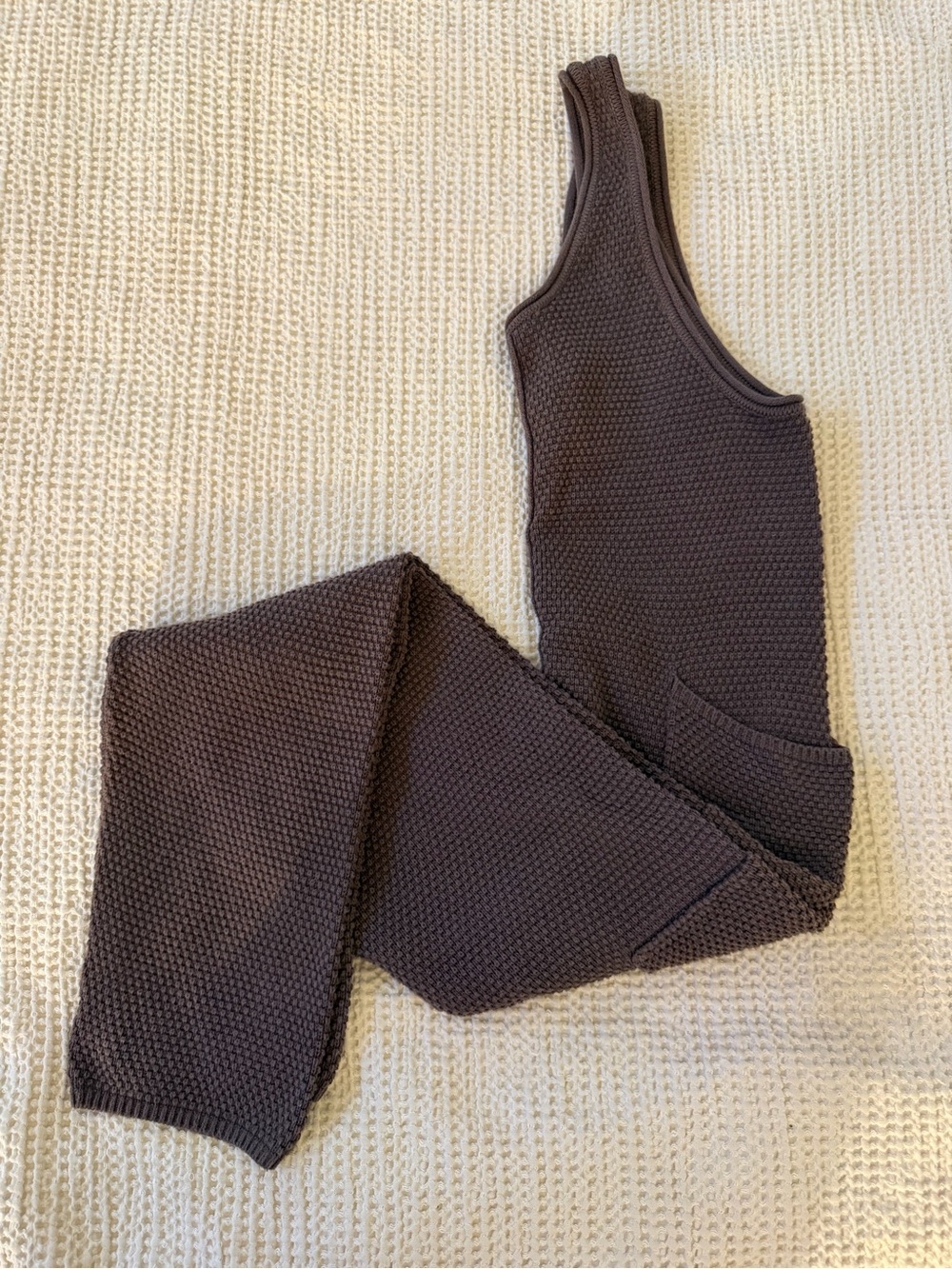 Knit Ribbed Brown Jumpsuit - Sleeveless Women’s One-Piece